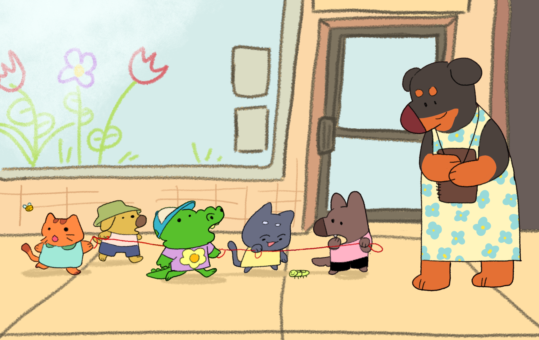 Illustration of little preschool children